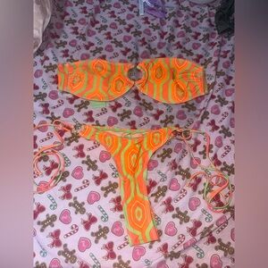 Fashion Nova Orange and Green Bikini